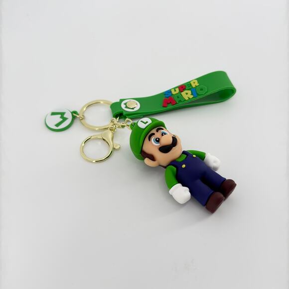 Luigi Super Mario Keychain Figure with Green Strap Clip Key Ring Gift Accessory - Picture 3 of 7